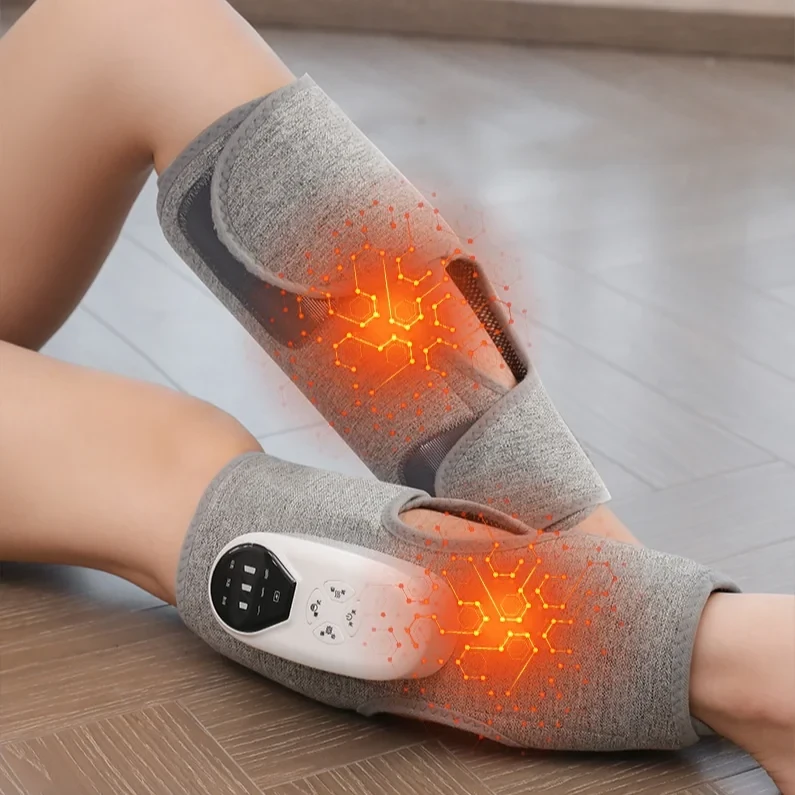 Stillform AirCalm Wraps worn on both calves with the control module and warming glow visible